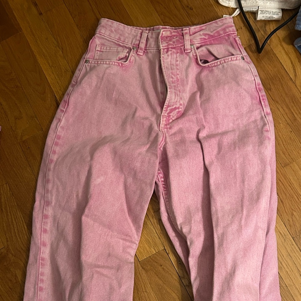 Zara pink wide leg jeans